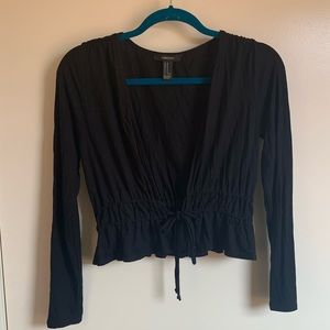 Black plunging neck long sleeve
